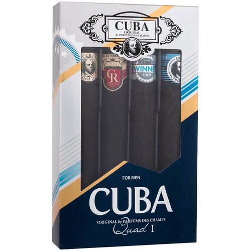 Cuba Quad I darovni set toaletna voda Gold 35 ml + toaletna voda Royal 35 ml + toaletna voda Winner 35 ml + toaletna voda Shadow 35 ml o&scaron;tećena kutija za mu&scaron;karce Cijene