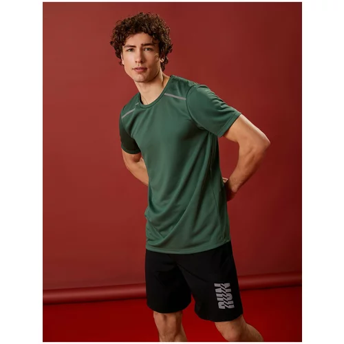 Koton Sports T-Shirt with Stripe Print Crew Neck Breathable Fabric.