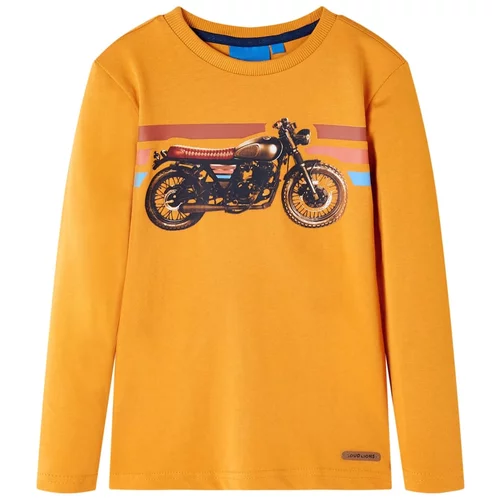  Dječja majica dugih rukava s uzorkom motocikla oker 92