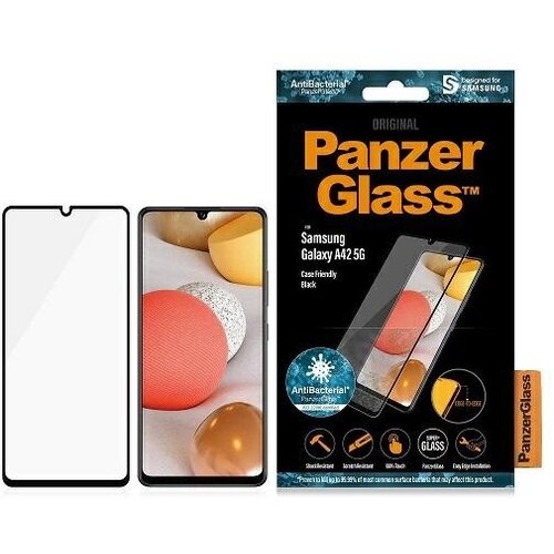 PanzerGlass SZKŁO HARTOWANE E2E SUPER+ ANTYBAKTERYJNE NA SAMSUNG GALAXY A42 5G - Z CZARNĄ RAMKĄ, (21911525) Slike