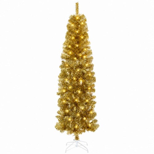  Umjetno vitko božićno drvce 180 cm 300 LED lampica Topla bijela Slike