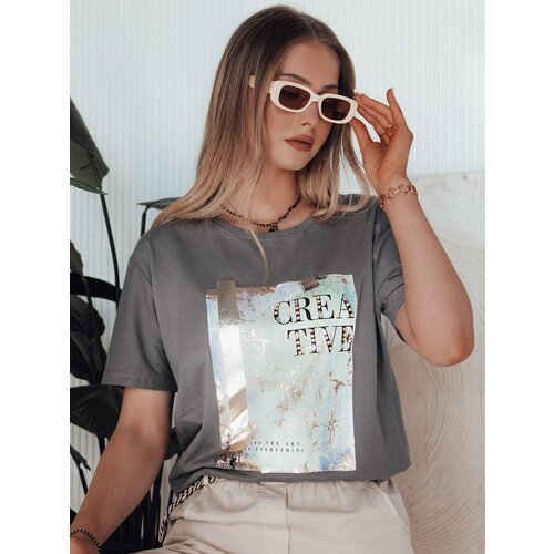 DStreet T-shirt damski CREATIVE brązowy Slike