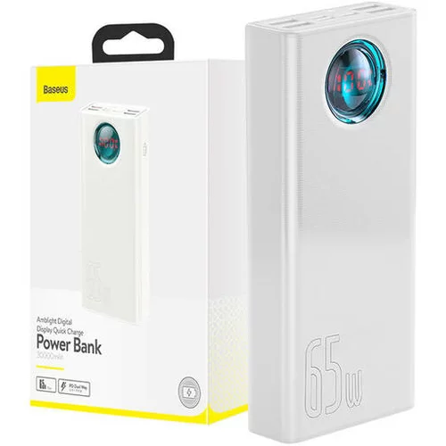 Baseus Powerbank Amblight 30000mAh, 4xUSB, USB-C, 65W (bela)