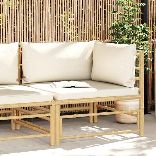  Kutna vrtna sofa od bambusa s krem bijelim jastucima Cijene
