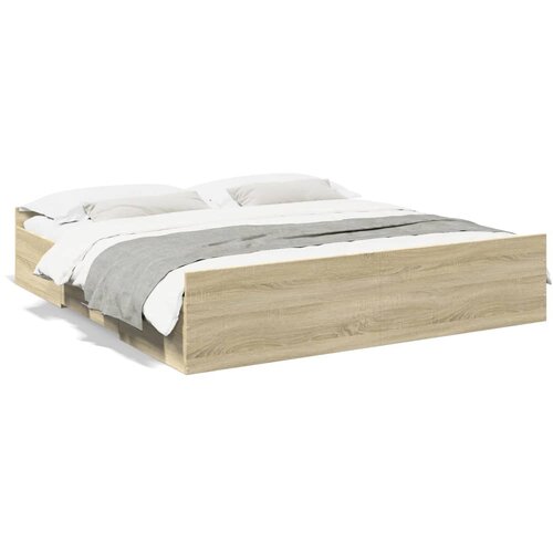 VidaXL Posteljni okvir s predali sonoma hrast 180x200cm inženirski les Slike