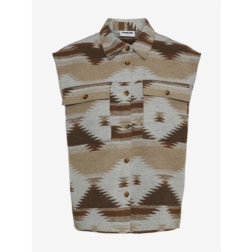 Noisy May Brown-Beige Patterned Vest Aztec - Women Cene