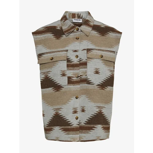 Noisy May Brown-Beige Patterned Vest Aztec - Women