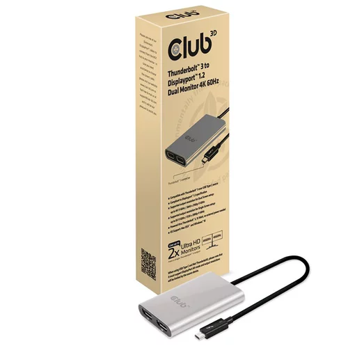 VIDEO adapter Club 3D Thunderbolt 3 to Dual Displayport 1.2 Adapter CSV-1577