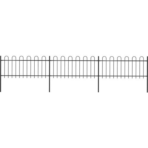  ograda s ukrasnim lukovima čelična 5,1 x 0,8 m crna