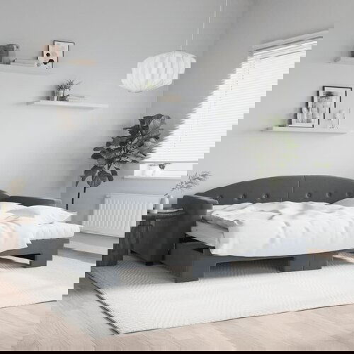 vidaXL Izvlečna dnevna postelja z vzmetnico tem. siva 90x190 cm žamet Cene