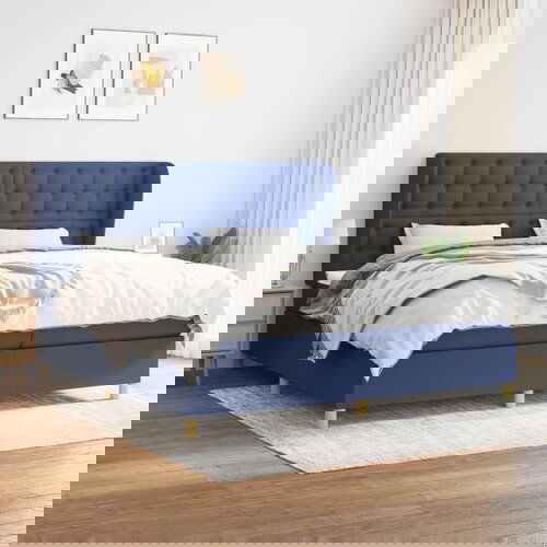 The Living Store Box spring postelja z vzmetnico modra 200x200 cm blago - Box Spring Postelja, (21513839) Slike