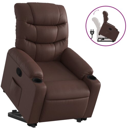 Maison Chic Naslanjač - Relax naslanjač s funkcijo vstajanja rjavo umetno usnje, (22062003) Cene