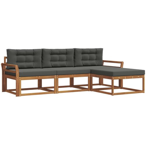  Set vanjskih sofa 4 kom. Prirodna i antracit Smeđa 254 x 162,5 x 73 cm Slike