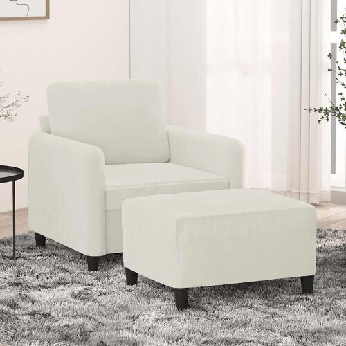  Fotelja s tabureom krem 60 cm baršunasta Cene