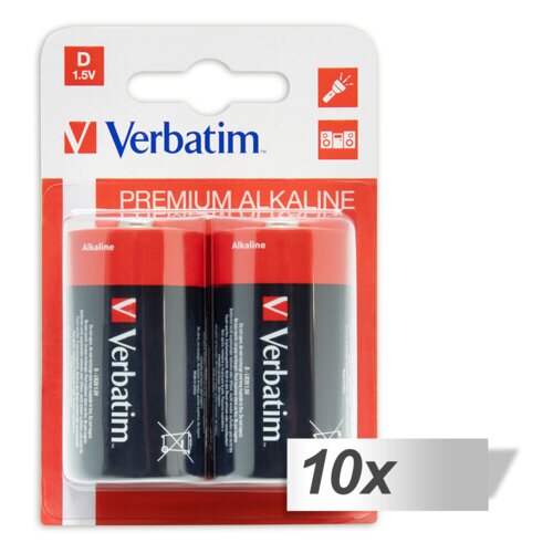 Verbatim 10x2 Alkaline battery Mono D LR 20 49923 Slike
