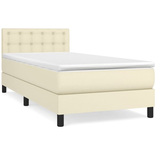 vidaXL Boxspring - Krevet s oprugama i madracem krem 80 x 200 cm od umjetne kože - Krema 80 x 200 cm gumbi Cene