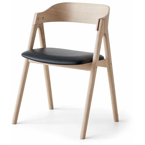 Hammel Furniture Blagovaonska stolica crna/prirodna koža Mette -