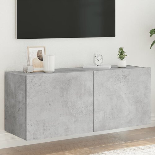 vidaXL Stenska TV omarica z LED lučkami betonsko siva 100x35x41 cm Cene