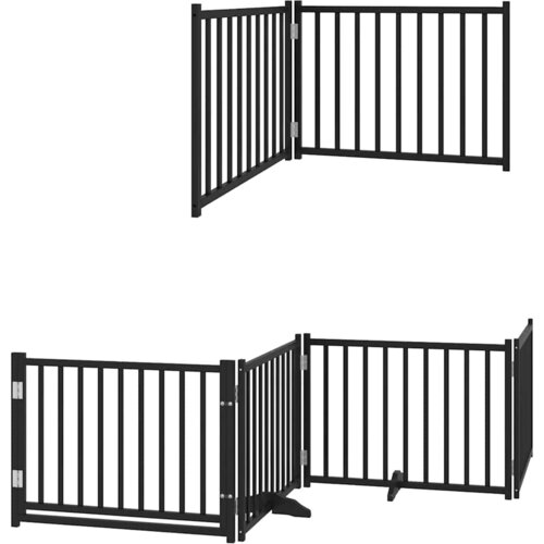  Vrata za pse s vrata&amp;scaron;cima 6 panela sklopiva 480 cm drvo topole Crna 80 x 60 x 2 cm Slike