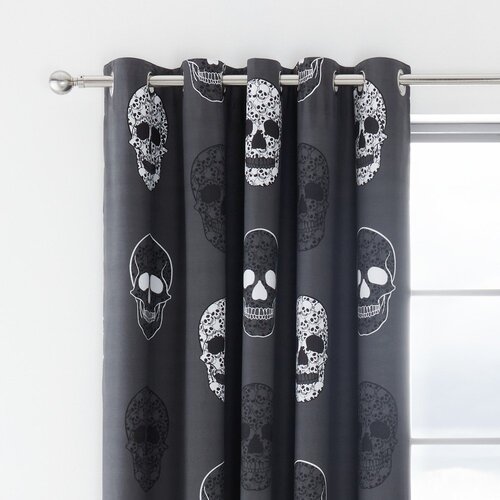 Catherine Lansfield Tamno sive dječje zavjese u setu 2 kom 168x183 cm Skulls &amp;ndash; Slike