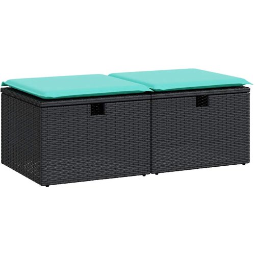 2-dijelni set vrtnih sofa s jastucima crni od poliratana bagrem Slike