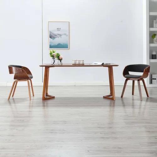 vidaXL Jedilni stol siv ukrivljen les in blago, (20701459)