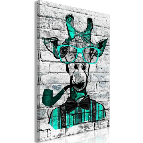  Slika - Giraffe with Pipe (1 Part) Vertical Green 60x90 Slike