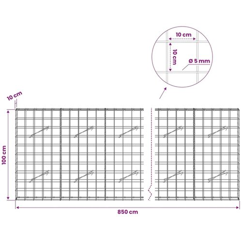  Gabion s žicom debljine 5 mm i mrežom 10x10 cm 850x10x100 cm - 10 cm 100 cm 850 cm Slike