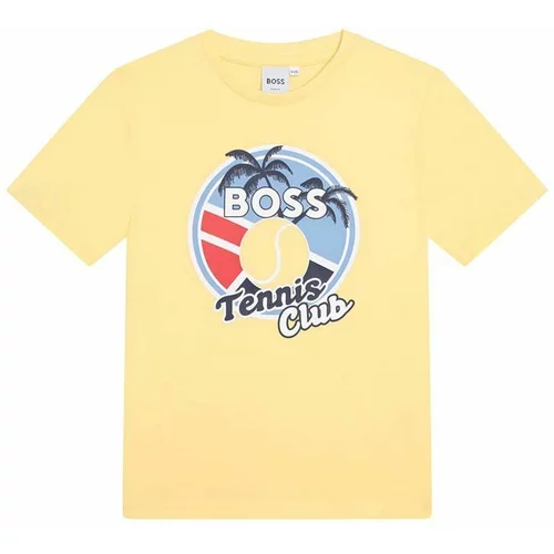 Boss Otroška bombažna kratka majica rumena barva