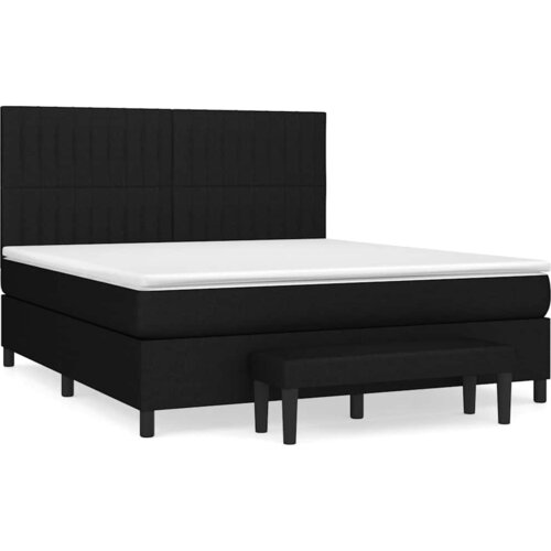  Krevet s oprugama i madracem crni 160x200 cm od tkanine Slike
