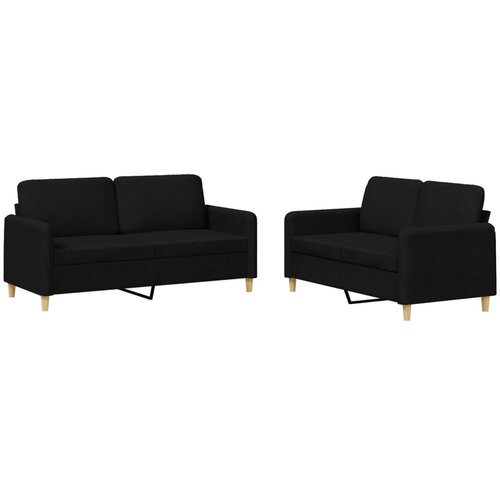 Maison Chic Sedežna garnitura - kavč 2-delna z blazinami črno blago, (21728816) Cene