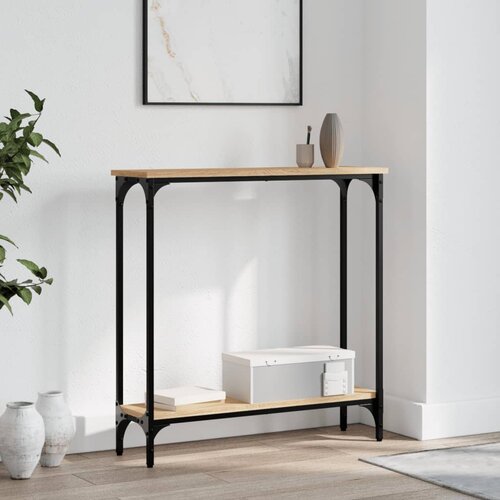 vidaXL Konzolna mizica sonoma hrast 75x22,5x75 cm inženirski les Cene