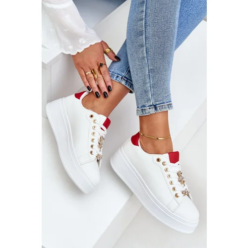 PG2 Eco Leather Sneakers With Pins White-Red Enalirae