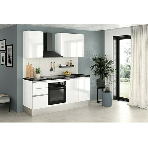 Marinelli Cucine Predsestavljena kuhinja Gianna Marmor (&amp;Scaron;irina: 195 cm, Bele barve, Anschlag desno, Z električnimi napravami) Slike