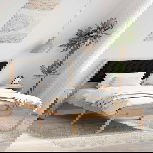 vidaXL Konstrukcija postelje z vzglavjem Črna 100 x 200 cm blago Cene