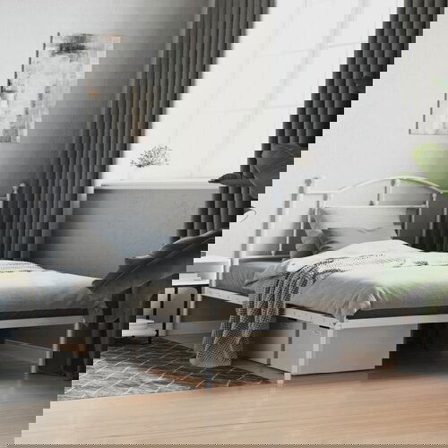 VidaXL Metalni okvir za krevet s uzglavljem bijeli 107x203 cm Slike