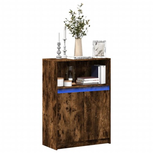  Komoda s LED svjetlima boja hrasta 72 x 34 x 100 cm drvena Cene
