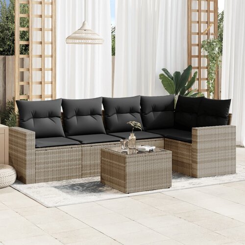 vidaXL 6-dijelni set vrtnih sofa od poliratana s jastucima svjetlosivi Cijene