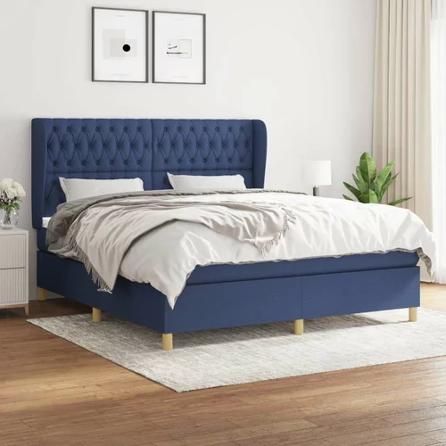  Box spring postelja z vzmetnico modra 180x200 cm blago, (20999217)