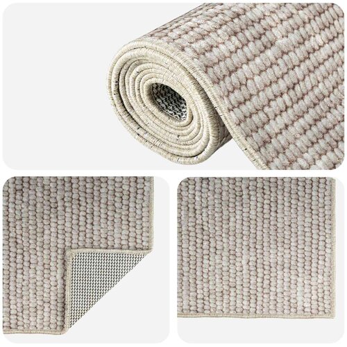  Tepih Bež 50 x 250 cm 100% poliester 3 mm Mogu se prati Slike