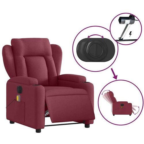VidaXL Električni masažni naslonjač od tkanine crvena boja vina Slike