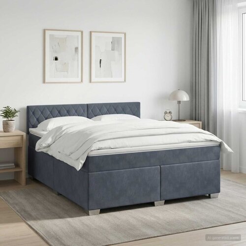  Krevet s box springom madracem i LED-om Tamnosiva 160 x 200 cm - Tamnosiva 160 x 200 cm Kristal s dugmadima Cene