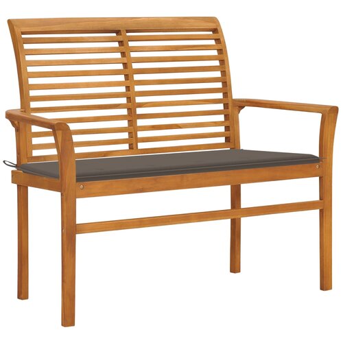 The Living Store Vrtna klop s taupe blazino 112 cm trdna tikovina - Vrtna Klop, (21464578) Slike