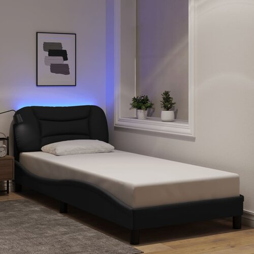  The Living Store Posteljni okvir z LED lučkami črn 80x200 cm blago - Posteljni Okvir, (21499895) Cene