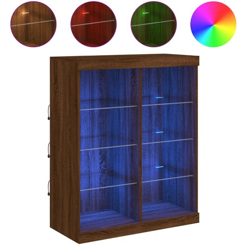 Maison Chic Komoda - Predalnik z LED lučkami dimljen rjav hrast 81x37x100 cm, (21719704) Cene