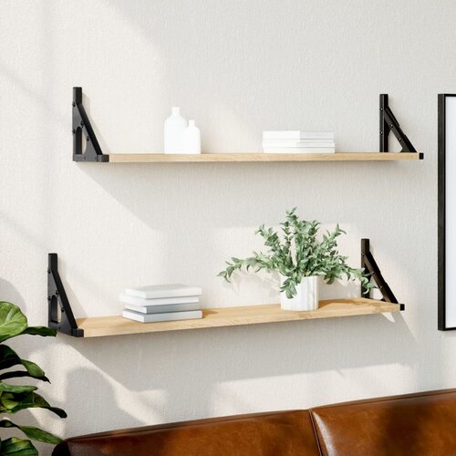 vidaXL Stenska polica 2 kosa sonoma hrast 80x15x15,5 cm inženirski les Cene