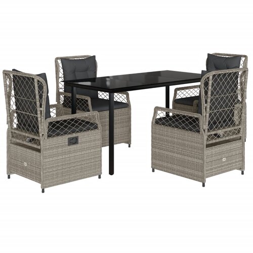  5-dijelni vrtni blagovaonski set od poliratana s jastucima sivi Siva 140 x 70 x 74 cm Slike