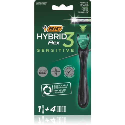 Bic FLEX3 Hybrid Sensitive brivnik + nadomestne britvice 4 kos 1 kos Slike