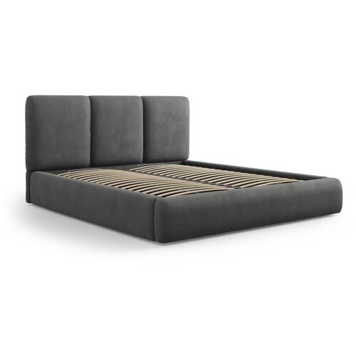 Mazzini Beds Sivi tapecirani bračni krevet s prostorom za odlaganje s podnicom 200x200 cm Brody – Cijene