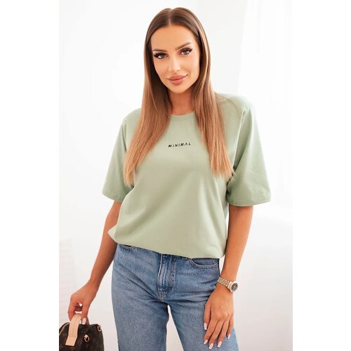 Polski Women's cotton printed blouse Minimal dark mint Cijene